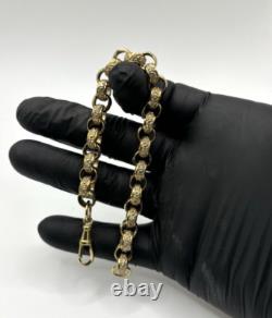 9ct Gold On Silver CUBIC Z BELCHER BRACELET 8.9mm Solid Yellow 925
