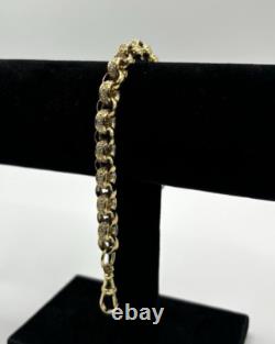 9ct Gold On Silver CUBIC Z BELCHER BRACELET 8.9mm Solid Yellow 925