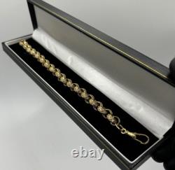 9ct Gold On Silver CUBIC Z BELCHER BRACELET 8.9mm Solid Yellow 925