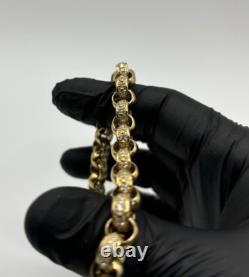 9ct Gold On Silver CUBIC Z BELCHER BRACELET 8.9mm Solid Yellow 925