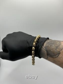 9ct Gold On Silver CUBIC Z BELCHER BRACELET 8.9mm Solid Yellow 925