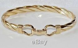 9ct Gold On Silver Men's Heavy Hook Bangle