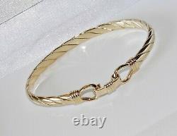 9ct Gold On Silver Men's / Ladies Heavy Hook Bangle
