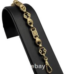 9ct Gold On Silver Stars And Bars Belcher Bracelet 10mm Solid 925 UK Made