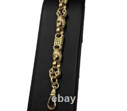 9ct Gold On Silver Stars And Bars Belcher Bracelet 10mm Solid 925 UK Made