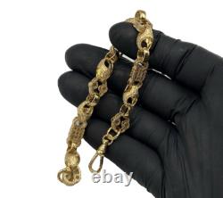 9ct Gold On Silver Stars And Bars Belcher Bracelet 10mm Solid 925 UK Made