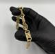 9ct Gold On Silver Stars And Bars Belcher Bracelet 11.5mm Solid 925 Uk Made