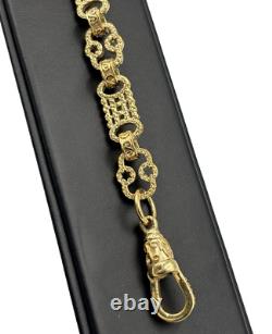 9ct Gold On Silver Stars And Bars Belcher Bracelet 9.4mm Solid 925 UK Made