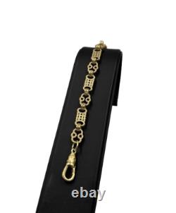 9ct Gold On Silver Stars And Bars Belcher Bracelet 9.4mm Solid 925 UK Made