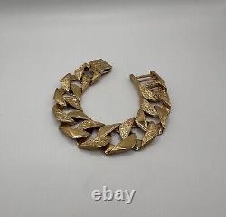 9ct Gold On silver Chaps Curb Bracelet Men's Gents Heavy Solid 25mm Old School
