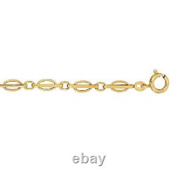 9ct Gold Oval Bracelet Curb Round Bar Link Fancy Engraved Bangle Gift Boxed