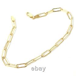 9ct Gold Paperclip Bracelet Ladies Belcher Style Solid Yellow 7 Inch