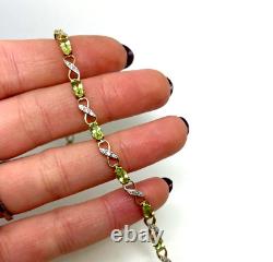 9ct Gold Peridot Diamond Tennis Bracelet 9ct Yellow Gold Hallmarked 19cm