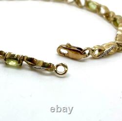 9ct Gold Peridot Diamond Tennis Bracelet 9ct Yellow Gold Hallmarked 19cm