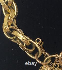 9ct Gold Prince Of Wales Charm Bracelet 18g Heart Victorian Vintage Not Scrap