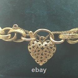 9ct Gold Prince Of Wales Charm Bracelet 18g Heart Victorian Vintage Not Scrap