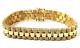 9ct Gold Rolex Style Bracelet White Stones Solid Links Men's Size 42.5g 8 Inches