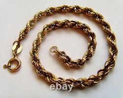 9ct Gold Rope Bracelet 7.5 Inch Length Hallmarked