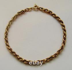 9ct Gold Rope Bracelet 7.5 Inch Length Hallmarked