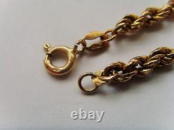 9ct Gold Rope Bracelet 7.5 Inch Length Hallmarked