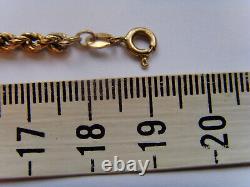 9ct Gold Rope Bracelet 7.5 Inch Length Hallmarked