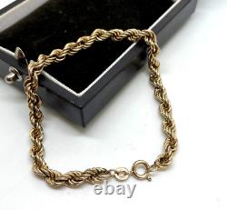 9ct Gold Rope Link Bracelet 9ct Yellow Gold Hallmarked 5mm 19cm Rope Bracelet