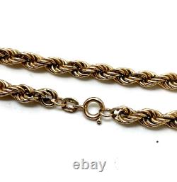 9ct Gold Rope Link Bracelet 9ct Yellow Gold Hallmarked 5mm 19cm Rope Bracelet