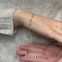 9ct Gold Rosary Bracelet Ladies Yellow Design 3mm Wide Fancy 2.2g 7 Inches