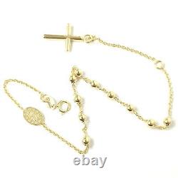 9ct Gold Rosary Bracelet Ladies Yellow Design 3mm Wide Fancy 2.2g 7 Inches