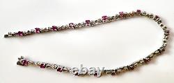 9ct Gold Ruby & Diamond Line Bracelet With Certificate and Box