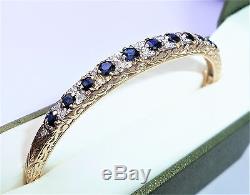 9ct Gold Sapphire & Diamond Bangle Bracelet