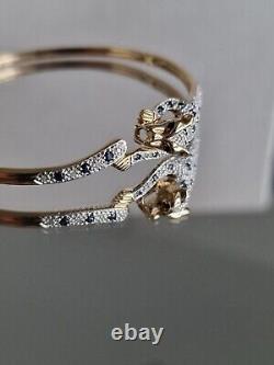 9ct Gold Sapphire & Diamond Panther Leopard Panther Ladies Beautiful Bangle