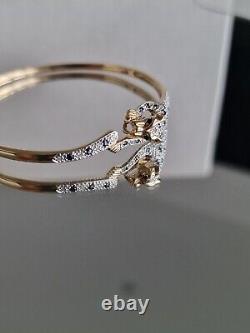 9ct Gold Sapphire & Diamond Panther Leopard Panther Ladies Beautiful Bangle