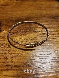 9ct Gold Snake Bangle Garnet Eyes