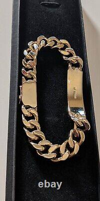 9ct Gold Solid Heavy Yellow Curb ID Bracelet Not Scrap