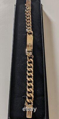 9ct Gold Solid Heavy Yellow Curb ID Bracelet Not Scrap