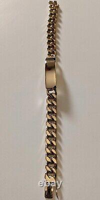 9ct Gold Solid Heavy Yellow Curb ID Bracelet Not Scrap