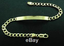 9ct Gold Solid Identity Flat Curb Link ID Bracelet Free Engraving Gift Box