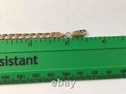 9ct Gold Square Curb Link Bracelet. 21.5 cm