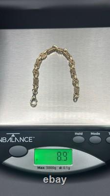 9ct Gold Starbar Bracelet (stars And Bars) 7.25 7mm 8.9g