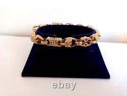 9ct Gold Stars, Bars and Tulip link bracelet, ref 14823