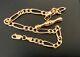 9ct Gold T Bar Figaro Bracelet. Full Length 20cms (8ins) W 4mm. Weighs 3.7g