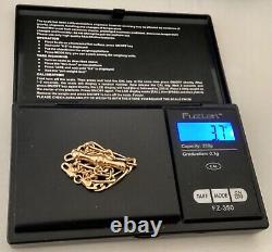 9ct Gold T Bar Figaro Bracelet. Full Length 20cms (8ins) W 4mm. Weighs 3.7g