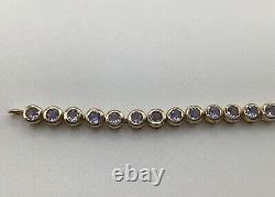 9ct Gold Tanzanite Tennis Bracelet. 19.6 cm / 7.7 Inch Vintage Gem TV