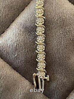 9ct Gold Tennis Style Bracelet And Earrings