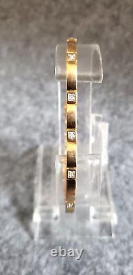 9ct Gold Tennis link Bracelet With Diamond point 7 3/4