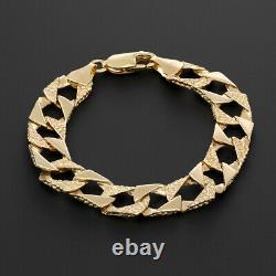 9ct Gold Textured Square Curb Child's Bracelet 6 -8mm Hallmarked £450 C