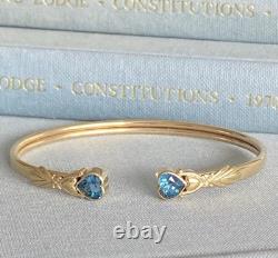 9ct Gold & Topaz Heart Bangle, 7.2g Fully Hallmarked & Stunning
