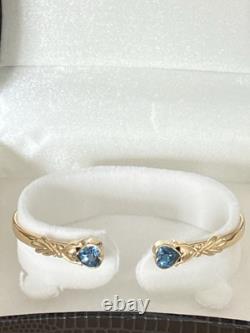 9ct Gold & Topaz Heart Bangle, 7.2g Fully Hallmarked & Stunning