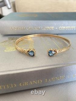 9ct Gold & Topaz Heart Bangle, 7.2g Fully Hallmarked & Stunning